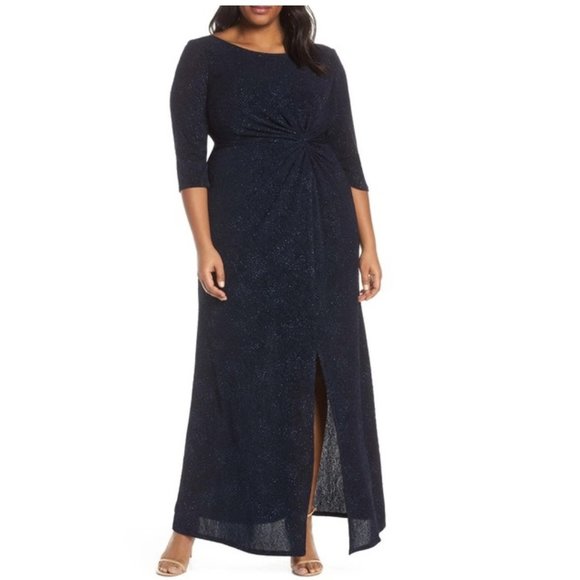 Alex Evenings Dresses & Skirts - Alex Evenings Knot Front Sequin Jacquard Dress